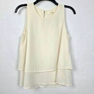 Monteau Los Angeles Cream Layered Chiffon Tank Top S